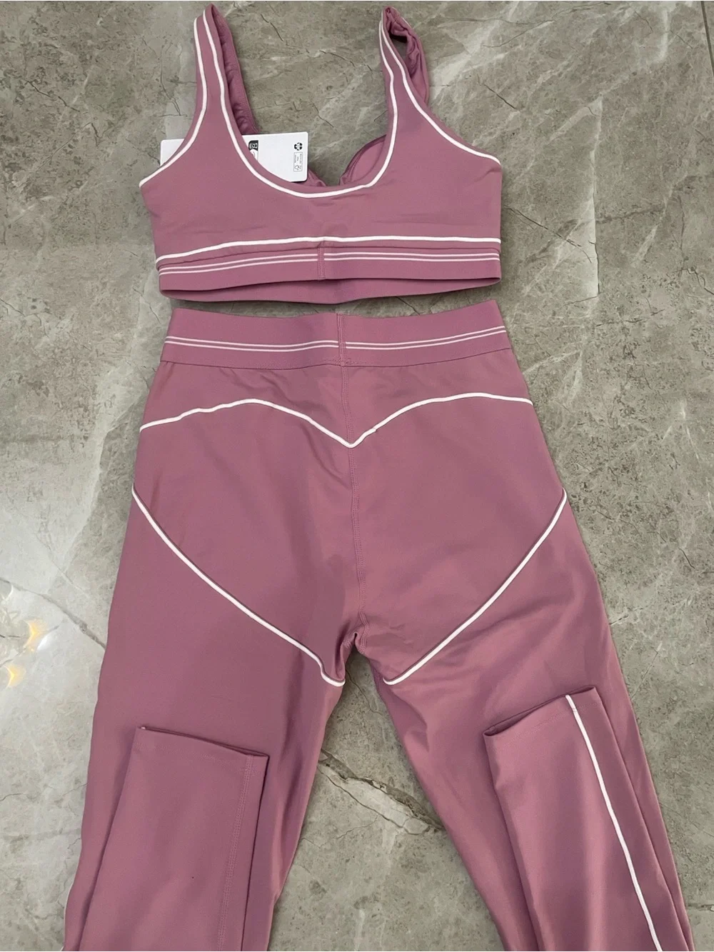 ALO Yoga Mauve Pink High-Waist Crop Legging & Sports Bra Set